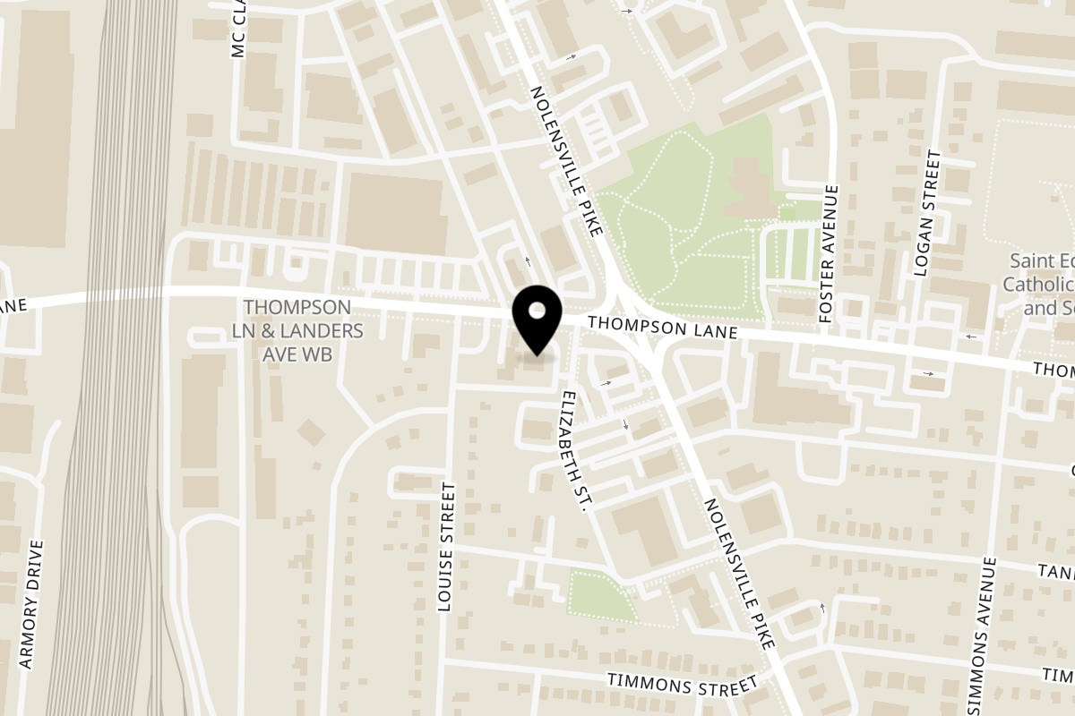Map showing the location of House of Kabob on 407 W Thompson Ln in Nashville